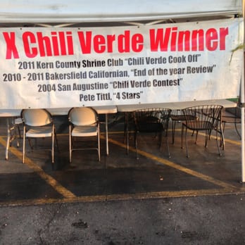 R&T Hot Dogs - a sign for a chili verde winner - Food Stands Near Me - Bakersfield, California R&T Hot Dogs - a sign for a chili verde winner - Food Stands Near Me - Bakersfield, California