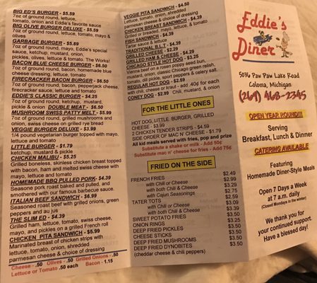 Menu photo 1 Eddies's Drive In West Coloma, MI Menu photo 1 Eddies's Drive In West Coloma, MI