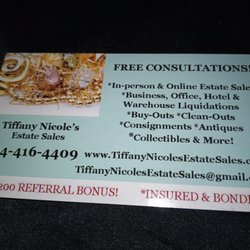 Tiffany Nicole's Estate Sales - Business card