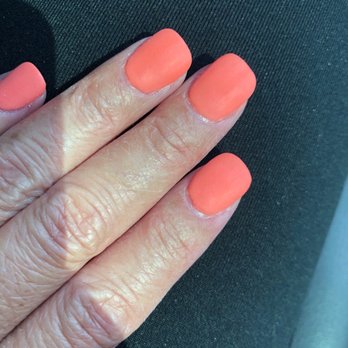 Glamour Nails - A summery matte peach! - Nail Salons Near Me - Crestview Hills, Kentucky