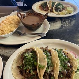 Beef and chorizo tacos with rice and beans Beef and chorizo tacos with rice and beans