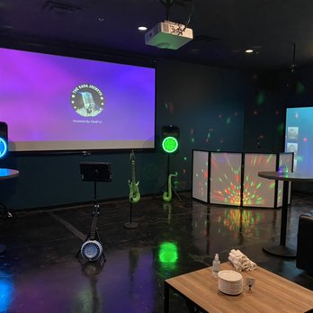 The Kara Jockeys - a stage set up for a kara show - Karaoke Rental Near Me The Kara Jockeys - a stage set up for a kara show - Karaoke Rental Near Me