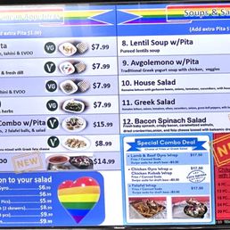 Menu board appetizers, soups, salads Menu board appetizers, soups, salads