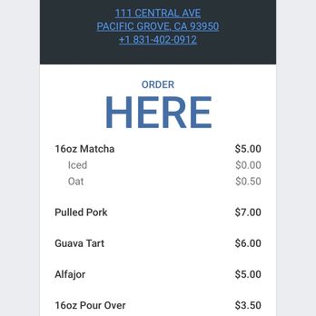 Cafe Guarani - Receipt from my visit April 2022 - Cafes Near Me - Pacific Grove, California