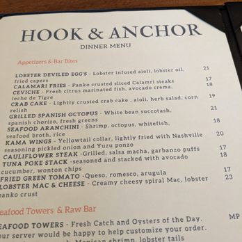 Hook & Anchor - App menu and the wine by the glass. - Seafood Near Me - Costa Mesa, California Hook & Anchor - App menu and the wine by the glass. - Seafood Near Me - Costa Mesa, California