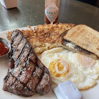 13 Coins Pioneer Square - NY strip steak and eggs with hashbrowns - American Near Me - Seattle, Washington