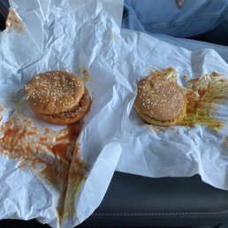 Two nasty burgers wrongly served three times! Two nasty burgers wrongly served three times!