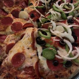 Half Pepperoni - half onion,  green peppers and olive