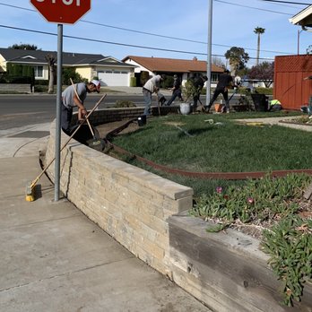 Cristian's Landscape Maintenance - Working on the wall and inner landscaping - Tree Services Near Me