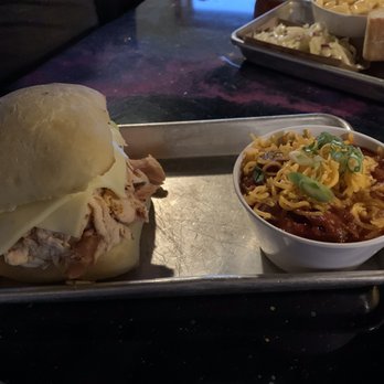 The Stellar Hog - Pulled chicken sandwich - Beer Gardens Near Me - Saint Louis, Missouri The Stellar Hog - Pulled chicken sandwich - Beer Gardens Near Me - Saint Louis, Missouri