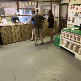 Donut stand/line, and the main counter where you pay for fruit is on the right