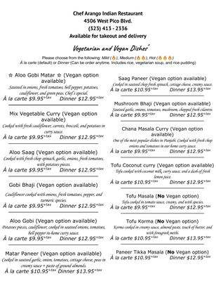 Menu photo 8 Chef Arango Indian Restaurant Los Angeles, CA Menu photo 8 Chef Arango Indian Restaurant Los Angeles, CA