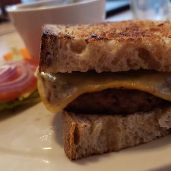 The Elusive Cow Cafe - Veggie burger on flax seed bread - Burgers Near Me - Bellevue, Kentucky
