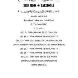 Beer Mugs N Bar Stools - Check out December's events!