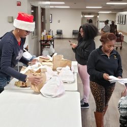 Jeltz Senior Center - Local Church passing out Lunches and Toiletries once a month in the Jeltz dayroom
