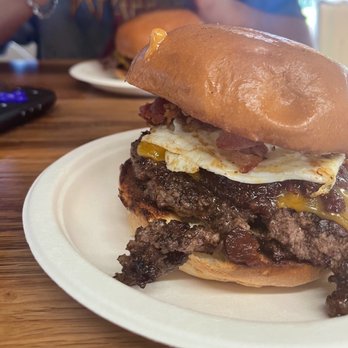 Crack - breakfast burger with a fried egg and extra bacon - Burgers Near Me - Long Beach, California