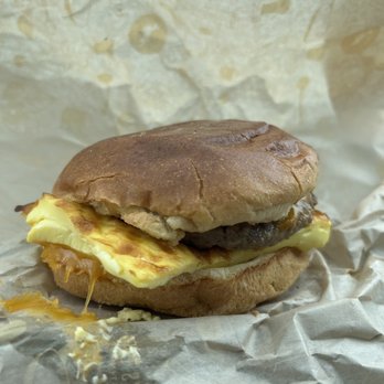 Kaldi’s Coffee - Brioche breakfast sandwich subbed with plant-based Impossible sausage. Regular sausage is standard with the price. - Coffee & Tea Near Me - Saint Charles, Missouri Kaldi’s Coffee - Brioche breakfast sandwich subbed with plant-based Impossible sausage. Regular sausage is standard with the price. - Coffee & Tea Near Me - Saint Charles, Missouri