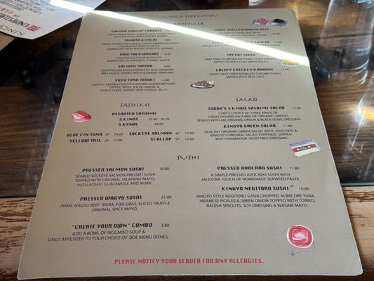 Menu photo 3 Kingyo Vancouver, BC