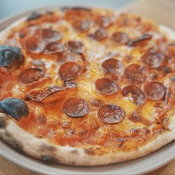 Gravity Heights - Sorrento Valley - La Pizza (Pepperoni). Personal-sized with crispy little pepperoni cups and a soft chewy crust.