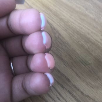 Polished Nail Bar - Bottom of nails was not painted so they are blue from the powder. - Nail Salons Near Me - Downey, California
