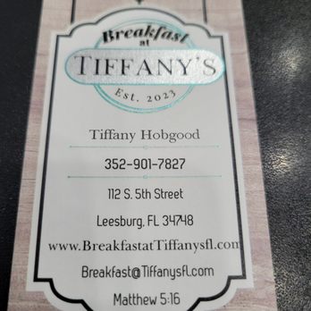 Breakfast At Tiffany’s - Business card. - Breakfast & Brunch Near Me - Leesburg, Florida Breakfast At Tiffany’s - Business card. - Breakfast & Brunch Near Me - Leesburg, Florida