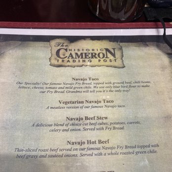 Cameron Trading Post - Navajo Menu - Hotels Near Me - Cameron, Arizona