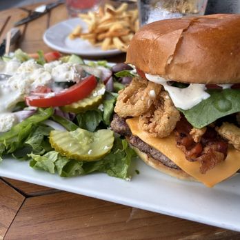 Square Peg - Special Smash Burger with side Greek Salad - American Near Me - Warren, Rhode Island