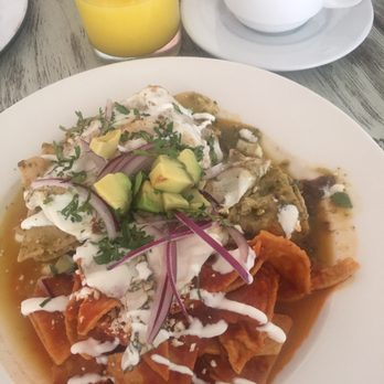 Sabor a Mar - Chilaquiles with red and green sauce and fried eggs. - Seafood Near Me - Playa del Carmen, ROO