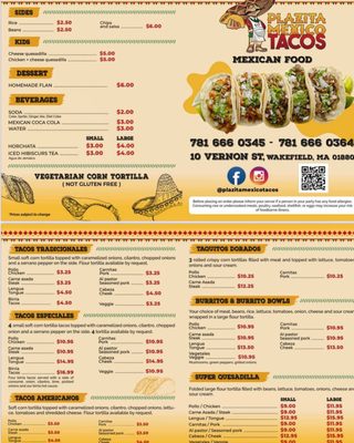Menu photo 3 Plazita Mexico Tacos Wakefield, MA Menu photo 3 Plazita Mexico Tacos Wakefield, MA