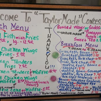 Taylor Made Concessions - a white board with a bunch of words on it - Food Trucks Near Me Taylor Made Concessions - a white board with a bunch of words on it - Food Trucks Near Me