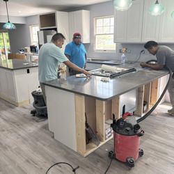 Designer Surfaces - Project lead measured incorrectly (assuming 10" overhang instead of 14"); I chose to help troubleshoot instead further delaying install.