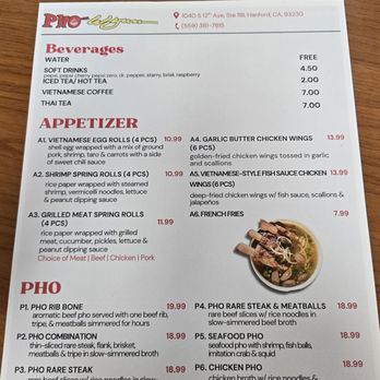 Pho Wynn - Front of the New Menu - Vietnamese Near Me - Hanford, California