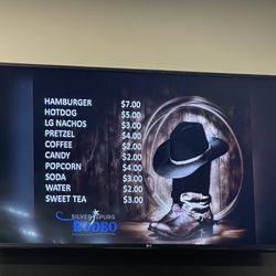 Sliver Spurs Arena - Concession stand menu