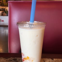 $3.50 for a peach bubble tea. $0.50 extra for jelly. $3.50 for a peach bubble tea. $0.50 extra for jelly.
