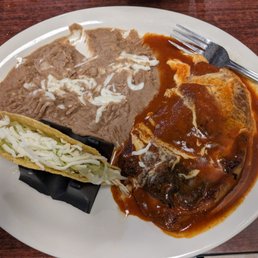 Taco, beans (could have chosen black beans instead), and chili poblano
