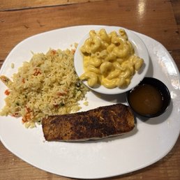 Honey Lime Salmon 5oz with rice & macncheese