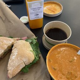 Tomato coconut kale soup, pho-rench dip