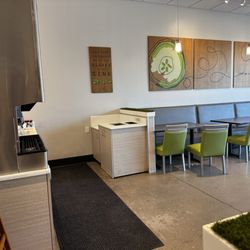 Seating and drink station.