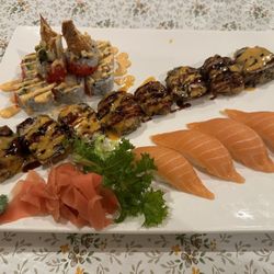 Asian Taste - Shrimp Tempura Roll, Golden Temple Roll, Salmon Sushi