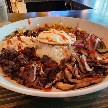 Union Taco - Chesapeake - Bulgogi Bowl: Korean BBQ beef, quick-chi, cucumber salad, sunny side egg, mushroom, queso fresco, edamame succotash, jasmine rice, sriracha - Mexican Near Me - Chesapeake, Virginia Union Taco - Chesapeake - Bulgogi Bowl: Korean BBQ beef, quick-chi, cucumber salad, sunny side egg, mushroom, queso fresco, edamame succotash, jasmine rice, sriracha - Mexican Near Me - Chesapeake, Virginia