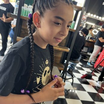 Connected Barber Lounge - Hair braided by Prisila. My daughter picked out the accessories added - Barbers Near Me - San Jose, California