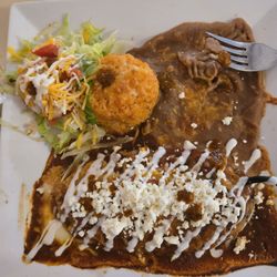 El Charro Loco - Chili relleno, beans and rice