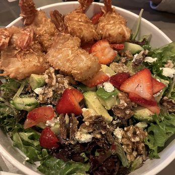 Sandbar Seafood & Spirits - Delicious salad with coconut shrimp - Seafood Near Me - Anna Maria, Florida Sandbar Seafood & Spirits - Delicious salad with coconut shrimp - Seafood Near Me - Anna Maria, Florida