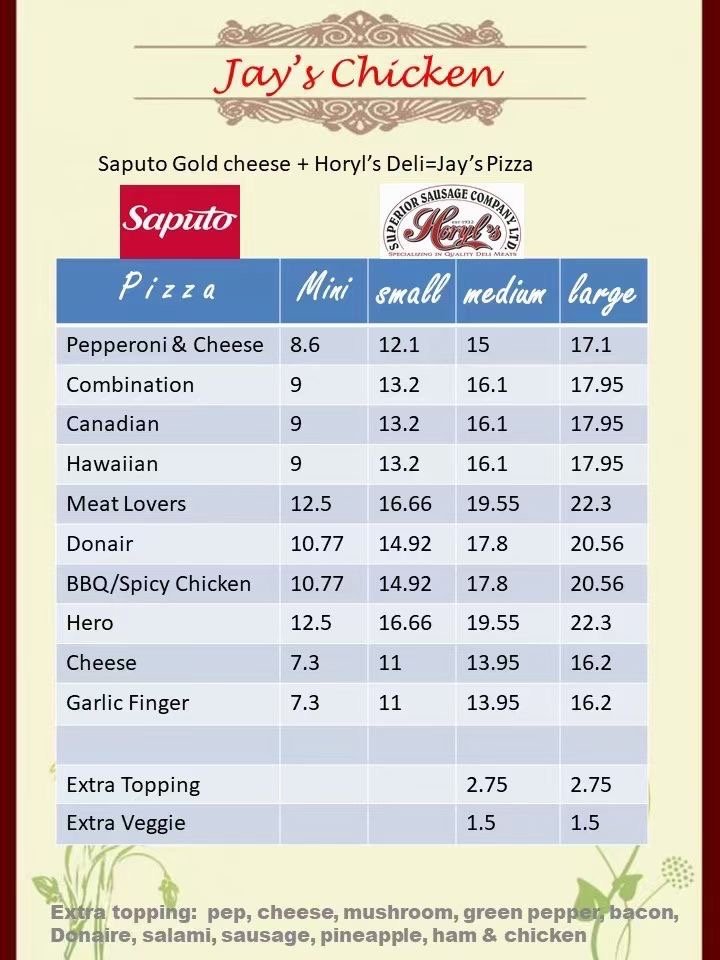JAY’S CHICKEN & PIZZA Updated October 2024 270 Street