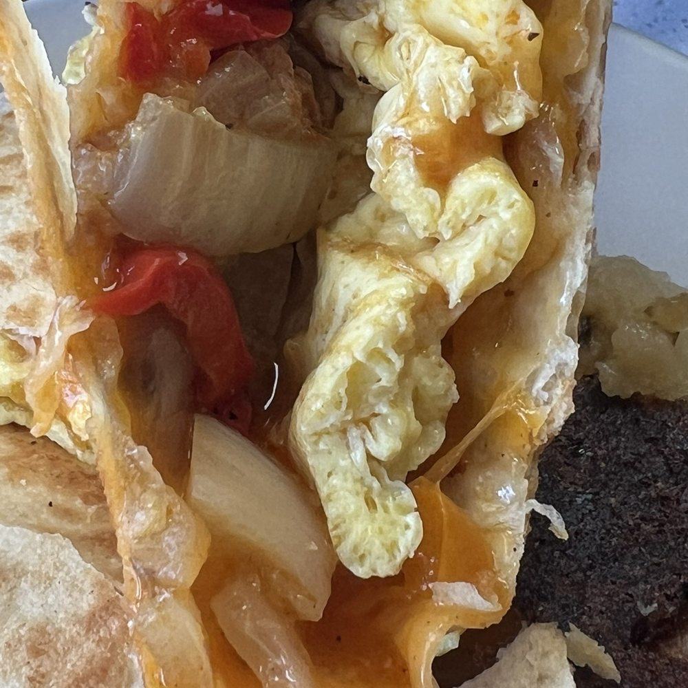 Brittany’s Cafe - Inside egg Danny's Breakfast Quesadilla - Breakfast & Brunch Near Me - Atlantic City, New Jersey