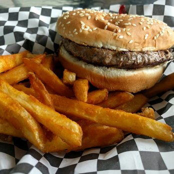 Peacock Cafe - Plain burger as ordered with fries - American Near Me - Arcadia, California
