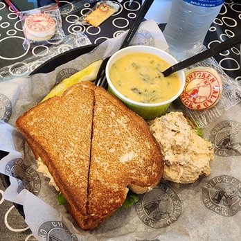 Chicken Salad Chick - a grilled cheese sandwich with a side of soup - Salad Near Me - North Little Rock, Arkansas Chicken Salad Chick - a grilled cheese sandwich with a side of soup - Salad Near Me - North Little Rock, Arkansas