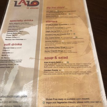Lalo - Menu - Latin American Near Me - Cincinnati, Ohio