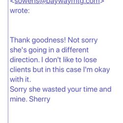 Bayway Mortgage Group - Email from shady lender Sherri to coworker after waiting a week to surprise me with extra fees of $5200.