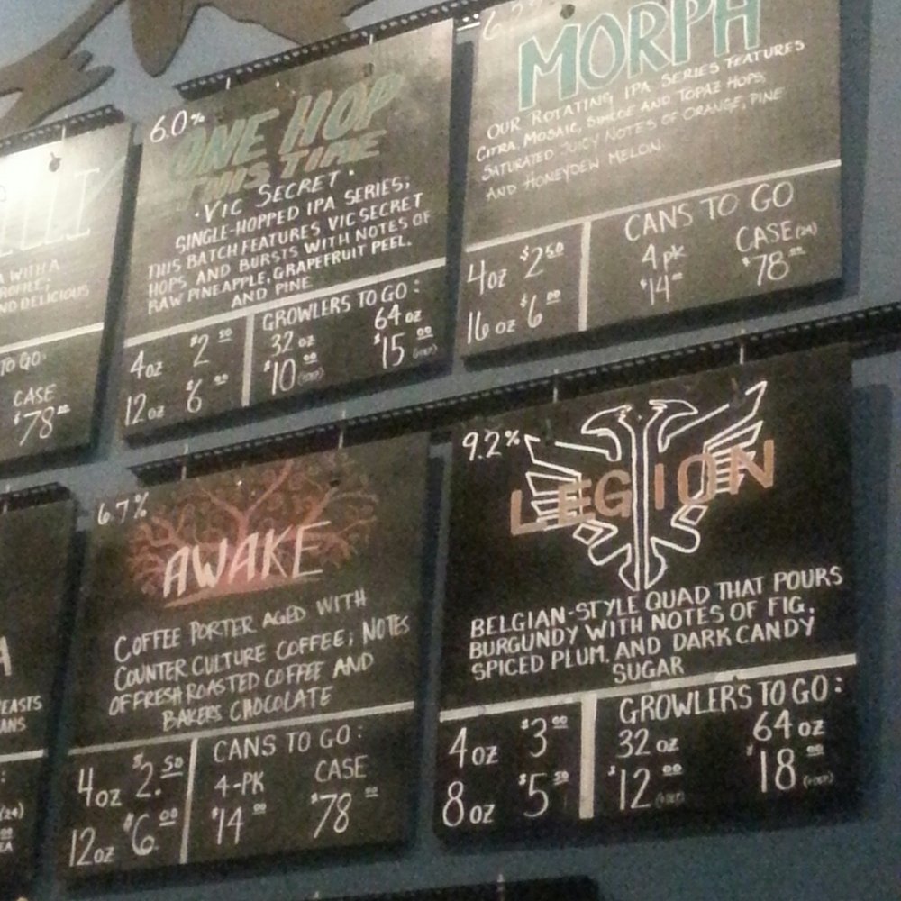 Night Shift Brewing - Menu board spring 2016 - Breweries Near Me - Everett, Massachusetts